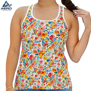 Women Clothing High Quality Sleeveless Shirt Tank <b>Top</b> With Colorful Flower Design Women's Fitness Wear Tank <b>Top</b> - Product Image 3