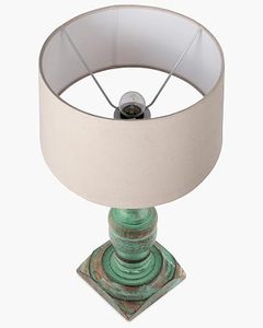 Vintage Wooden <b>Table</b> Lamp Distressed <b>Green</b> Accent Floor Lamp Farmhouse <b>Bedside</b> Reading Light for Living Room - Product Image 1