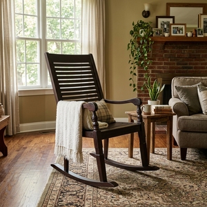 Fauteuil à bascule Cendra en bois de mahogany massif moderne, disponible en plusieurs couleurs, pour salon et terrasse, modèle CHA06 - Product Image 4