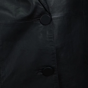 Blazer en cuir PU noir grande taille pour femme, veste à revers à manches longues coupe régulière coupe-vent pour printemps, automne, hiver - Product Image 6