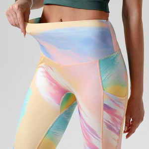 Leggings 100% Coton pour Femmes et Adolescentes, Bleu Uni, Taille Haute, pour l'Été, Tenue de Sport, Yoga, avec Effet Ventre Plat et Maintien de la Taille - Product Image 6