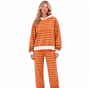 Conjunto de Sudadera y Pantalones Casuales para Mujer, Sudadera Holgada con Hombros Caídos, Pantalones Anchos con Cordón Ajustable, Ropa de Tela Suave Premium - Product Image 4