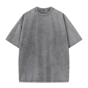 T-shirt décontracté pour homme, col rond, délavé à l'acide, 100 % coton tricoté, respirant, léger, coupe classique, haute qualité - Product Image 4