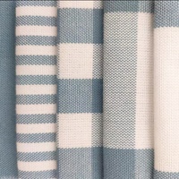 Celemek Dapur Tanpa Lengan Gaya Prancis Biru Modern Motif Garis Bahan Poliester dengan Kantong untuk Membersihkan dan Memasak Penggunaan di Rumah