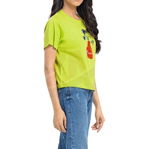 Camiseta de Algodón Lisa para Mujer, Corte Regular, Tejido Transpirable y Suave, Estilo Casual para el Verano, Uso Diario, Look Simple y Minimalista - Product Image 3