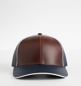 Gorra de Béisbol de Dos Tonos con Aspecto de Cuero, Ajustable, con Cierre a Presión, Visera Plana, Estilo Deportivo Informal - Product Image 1