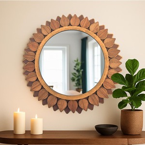 Espejo de Pared Redondo Decorativo Hecho a Mano con Marco de Metal, Diseño Contemporáneo de REHMAN CRAFT - Product Image 1