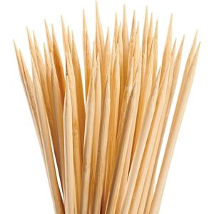 ไม้เสียบไผ่ขนาด 10 นิ้ว จำนวน 100 ชิ้น สำหรับทำชิชคาบับ ปิ้งย่าง ผลไม้ อาหารเรียกน้ำย่อย ค็อกเทล - อุปกรณ์บาร์บีคิว - Product Image 2