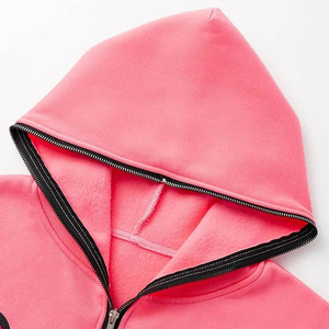 <b>Pink</b> Hooded Zip-Up <b>Sweatshirt</b> Unisex Streetwear Fleece 3D for Full Zip Design Regular Fit Autumn Wear 100% Cotton - Product Image 4