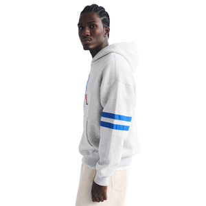 Sweat à capuche gris personnalisé pour homme, style universitaire, avec manches rayées et logo ours, streetwear, fabricant OEM, marque privée, fournisseur en gros - Product Image 5