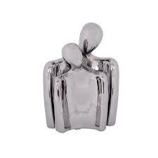 Modern Abstract Couple Figurine Showpiece Silver Finish Romantic Metal Handicraft Sculpture for Home Office Decor - Product Image 4