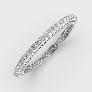Pulsera de tenis con diamantes redondos, oro blanco de 18 quilates, engaste de puntas, joyería fina clásica para mujer, para boda - Product Image 3