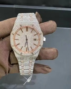 Reloj de Lujo para Hombre de Acero Inoxidable con Diamantes, Tono Oro Rosa, Cuarzo Analógico, Visualización de Fecha, Caja Poligonal de 40 mm, Cierre Plegable - Product Image 1