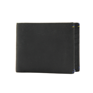 <b>Men's</b> Genuine Leather Slim <b>Wallet</b> With Striped Lining Fold Closure Card Holder Short Length Minimalist Design - Product Image 3