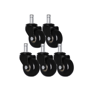 Ruedas para muebles Rueda de PU de 2 pulgadas Cojinete giratorio negro M11x22 Vástago de cuello de fricción para silla Paquete de 5 Paquetes Personalizados - Product Image 1