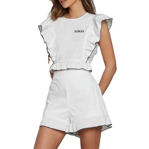 เซ็ตกางเกงขาสั้นสองชิ้นสำหรับผู้หญิงชุดเสื้อและกางเกงขาสั้นสำหรับฤดูร้อนชุดคู่ราคาไม่แพงพร้อมโลโก้ตามสั่ง2025 - Product Image 1