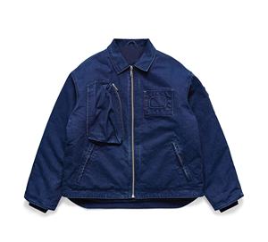 Veste en jean Offre Spéciale extérieure décontractée 100% coton col rabattu sur la taille veste de travail à glissière vêtements de rue coupe ample veste en jean - Product Image 1