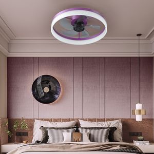 Ventilatori da Soffitto LED Moderni con Luci Dimmerabili e Design Sottile per Installazione a Incasso Colore Viola - Product Image 3
