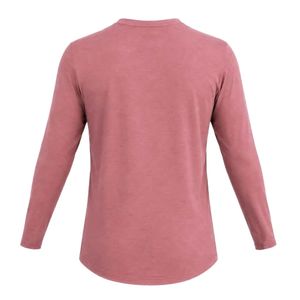 Camiseta básica casual de manga larga para mujer, color rosa empolvado, con cuello redondo, dobladillo curvo, ajuste ceñido, para uso diario y capas, con puños abotonados. - Product Image 6