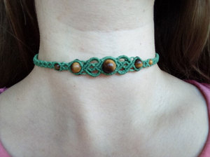 Collar de Macramé con Piedras de Ojo de Tigre Hechas a Mano, Venta al por Mayor, Joyería Bohemia Tejida Ajustable, Proveedor de Joyería de Cristal - Product Image 2