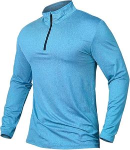 Chemises de sport à manches longues pour hommes, sweat-shirt à demi-zip, hauts de fitness pour le jogging, respirants, compressifs, pour la course à pied - Product Image 1