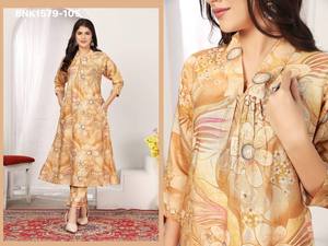 Collection de Kurti-Pant imprimés en rayonne et chanderi de bonne qualité pour femme, fabriqués par un fournisseur indien à prix de gros. - Product Image 2