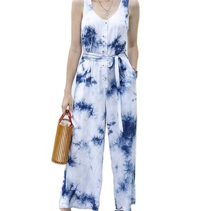 2022 Summer Season Fashion New Arrival <b>Jumpsuit</b> Romper Pants for Women Bohemian Loose Tie Dye <b>Jumpsuits</b> - Product Image 1