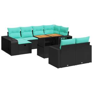 Set Divano da Esterno 11 Pezzi in Polyrattan Nero con Cuscini - Elegante Arredamento da Giardino - Product Image 2