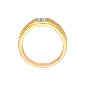 Bague de créateur en or jaune 14K avec cluster de diamants carrés cultivés en laboratoire et bande pavée géométrique, bijoux de mariage, vente en gros B2B - Product Image 3