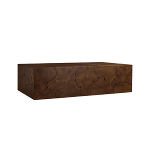 Mesa de Centro de Madera de Teca Sólida de Estilo Rústico Contemporáneo, Bloque de Madera de Grano Entero Hecho a Mano, Mesa de Lujo para Sala de Estar - Product Image 4