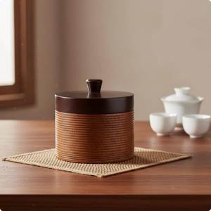 NEHA ENTERPRISES Handcrafted Eco-Friendly Wooden Square <b>Spice</b> <b>Jar</b> Floral Lid Design Airtight Food Storage Container Traditional - Product Image 3
