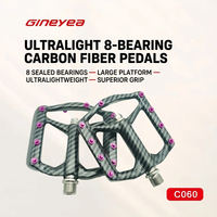 Pedales de Bicicleta MTB BMX Ultraligeros de Fibra de Carbono, Plataforma Plana con 8 Rodamientos Sellados para Eje de Titanio C060 GINEYEA, Bicicleta de Montaña