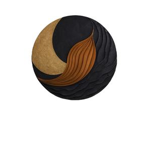 Sculpture murale ronde en bois sculptée à la main, relief ondulé, art mural moderne, décoration organique, art mural en bois sculpté à la main, sculpture abstraite - Product Image 1