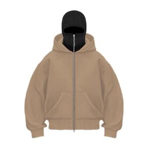 Sudadera con Capucha Balaclava Bordada con Logotipo Personalizado para Hombre, Doble Capa, Cierre Completo, Talla Grande, Diseño 3D Extra Grande - Product Image 5