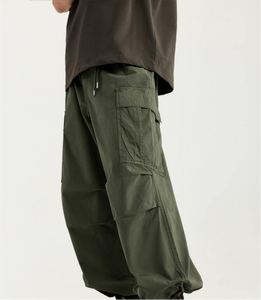 Pantalones Cargo de Pierna Ancha para Hombre, 100% Algodón Canvas, Cintura Elástica, Múltiples Bolsillos, Estilo Casual, Primavera, Peso Medio, Transpirables - Product Image 2