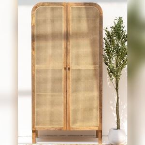 ตู้เก็บของทรงโค้งด้านบน รุ่นวานดานา เวสต้า เฮกซา ทำจากหวายสานธรรมชาติ ดีไซน์ทันสมัย โครงสร้างไม้เนื้อแข็ง - Product Image 3