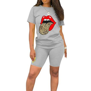 Women Plain Color T Shirt and Biker Shorts <b>Set</b> Loose Fit Casual Summer Outfit Wholesale - Product Image 2