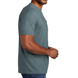 New 2026 Streetwear Dropped Shoulder Oversize Tshirt <b>Men's</b> Solid Color Cotton T-Shirt Short Sleeve O-Neck Pocket Casual Blank - Product Image 2
