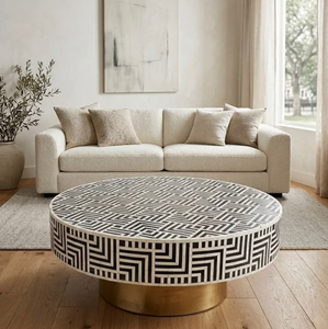 Table basse en os incrusté de haute qualité, élégante pièce maîtresse pour la décoration du salon, table basse en os incrusté artisanale - Product Image 4