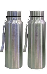 Bouteille d'eau portable en acier inoxydable réutilisable au design moderne et minimaliste avec couvercles inclus, écologique et personnalisable - Product Image 4