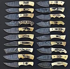 Damaszener Stahl Skinner-Messer Großpackung mit Graviertem Knochengriff und Wolf-, Bären-, Hirsch-Motiven Feststehende Klinge Jagdmesser Mehrzweckmesser - Product Image 4