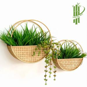 Wholesale Vgreen Art Bamboo Rattan <b>Hanging</b> <b>Baskets</b> Customized Colors Vietnam for Home Decor <b>Indoor</b>/Outdoor Plants Flowers - Product Image 1