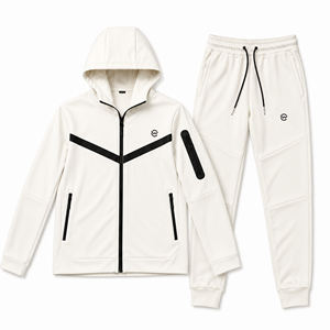 Ensemble de jogging unisexe décontracté à capuche en polaire unie, coupe régulière, respirant, écologique, grande taille, pour l'hiver - Product Image 3