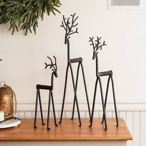 Par de Renos Navideños de Metal Dorado Pulido, Figuras de Renos Sentados y de Pie, Estatua de Alce para Mesa Festiva - Product Image 4