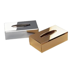 Caja de pañuelos metálica creativa, adornos de diseño antiguo para sala de estar, mesa de centro, decoración de escritorio, servilletero cuadrado chapado en oro - Product Image 4