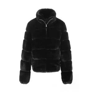 Puffer <b>Jacket</b> Unisex Winter Short Stand Collar <b>Zipper</b> Closure Thick Casual Black Coat - Product Image 1