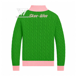 กรีกอัลฟ่าแบบกำหนดเอง |   คาปา |   เสื้อคาร์ดิแกนไหมพรมถักลายเคเบิ้ลแบบซิปปักลาย Alpha Sorority สำหรับนักศึกษา ทำจากผ้าฝ้าย - Product Image 2