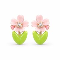 Anting Tulip Pink Bertekstur Chic dengan Zirkonia Kubik Berkilau untuk Pesta Ulang Tahun, Anting Bunga untuk Anak Perempuan, Hadiah Enamel
