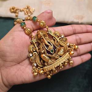 Ganesha Golden Bead Necklace Set-Fine Jewelry - Product Image 3