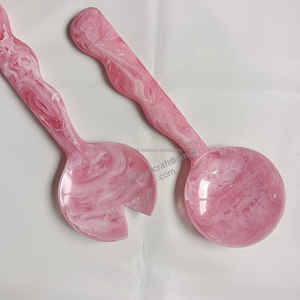 Juego de cucharas para servir ensalada de resina clásica y elegante, utensilios de cocina y servidor de ensalada de Color amarillo pálido de alta calidad de la India - Product Image 3